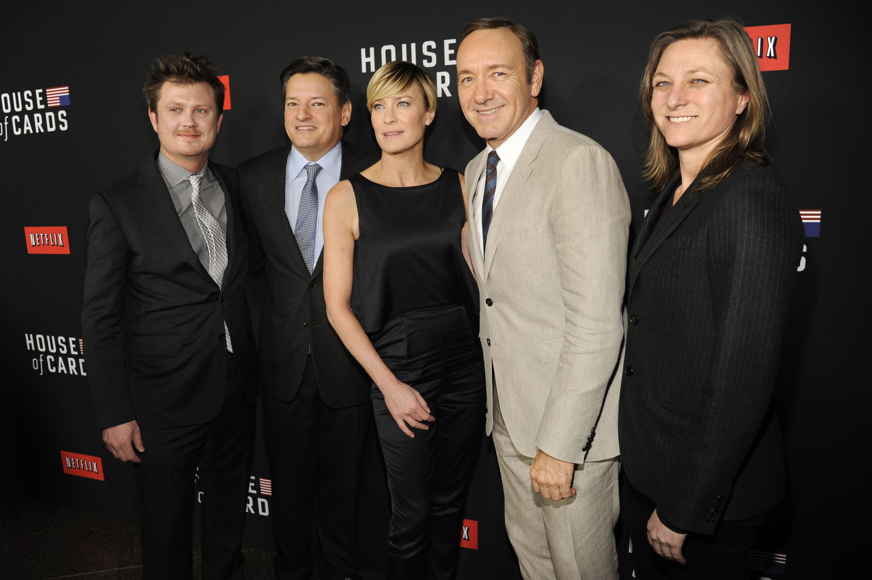 Beau Willimon, Ted Sarandos, Robin Wright, Kevin Spacey, Cindy Holland